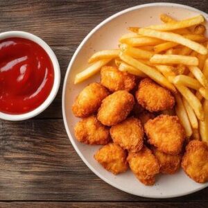 CHICKEN NUGGETS WITH  FRENCH FRIES & KETCHUP